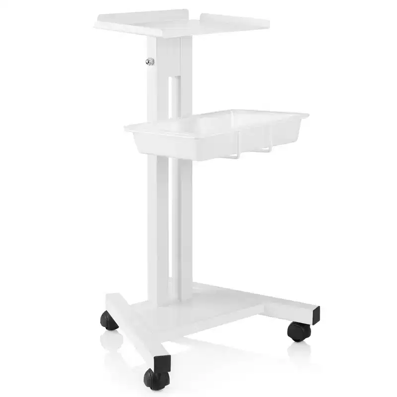 Rolling Equipment Cart, Salon Trolley Stand, White