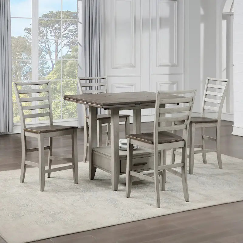 Two-tone Drop Leaf Counter Height Dining Table