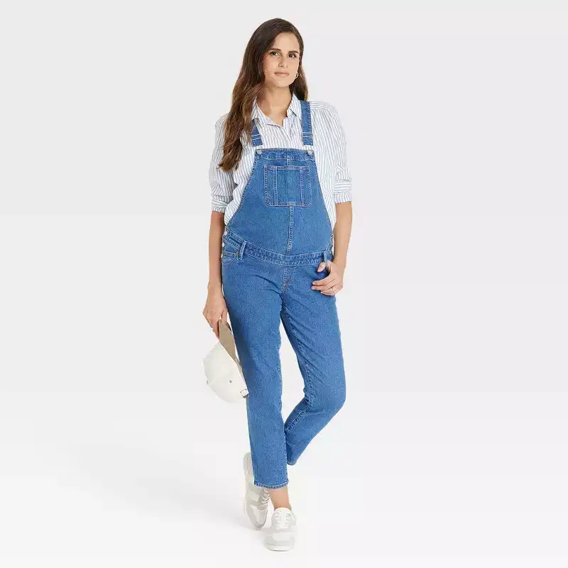 Denim Overalls Maternity Jumpsuit - Isabel Maternity by Ingrid & Isabel Medium Wash