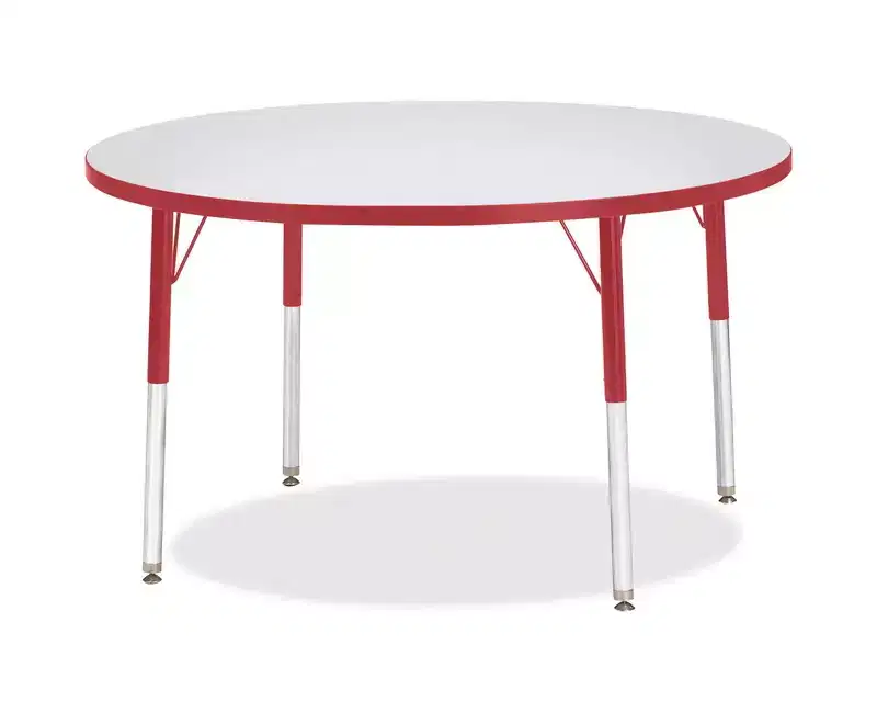 Elementary Height Gray Top Color Edge Round Activity Table 42 x 42 in, Red