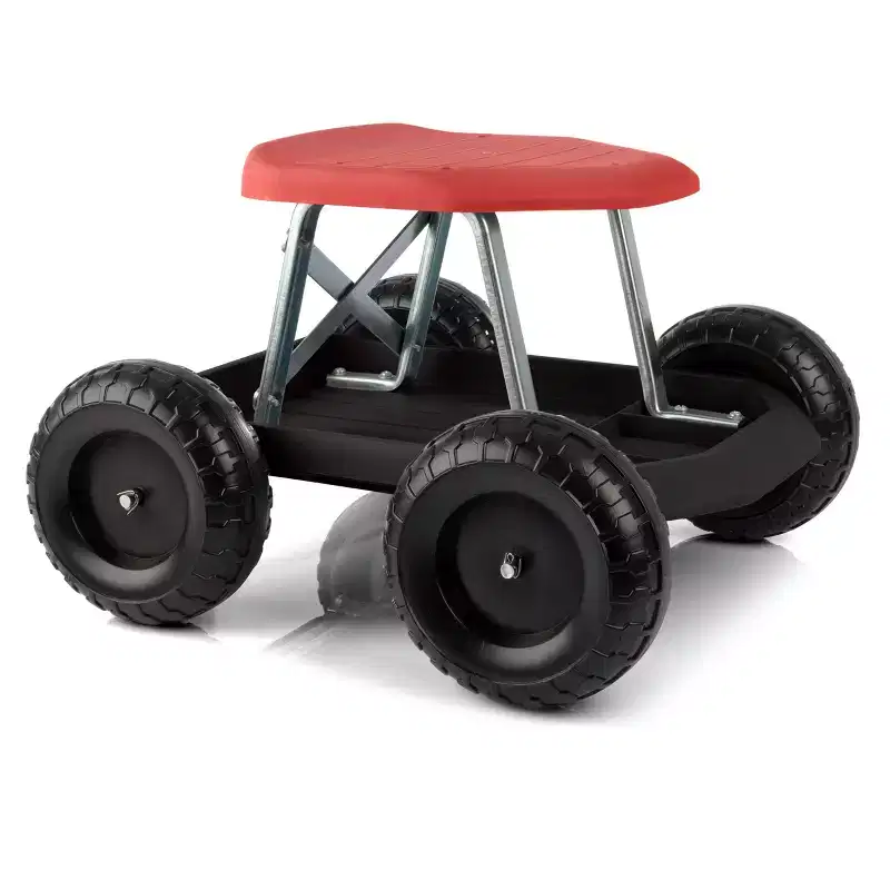 Garden Cart Rolling Stool Gardening Seat with Wheels and Tool Tray