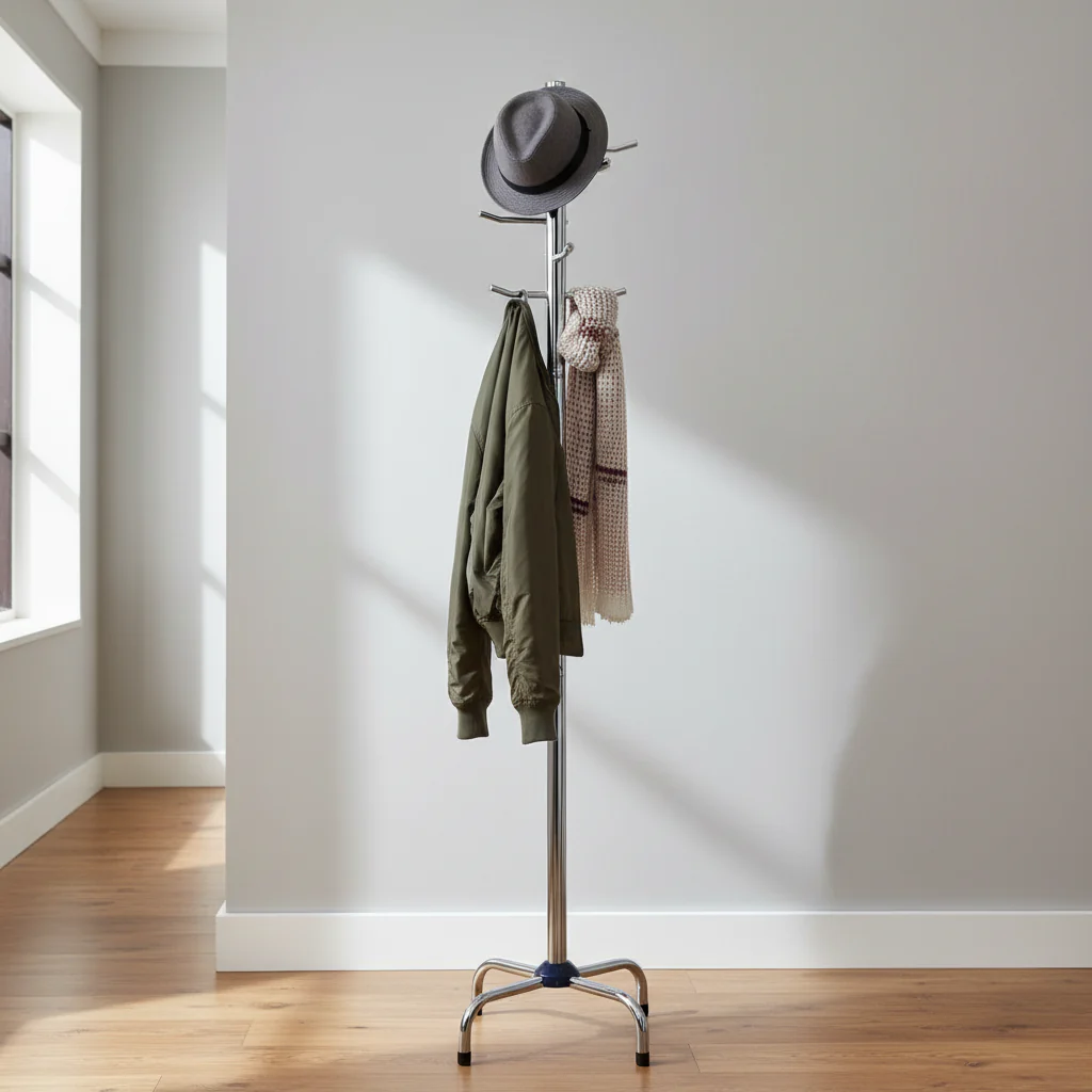 6 Hooks Coat Hat Rack Silver Metal Chrome Finish