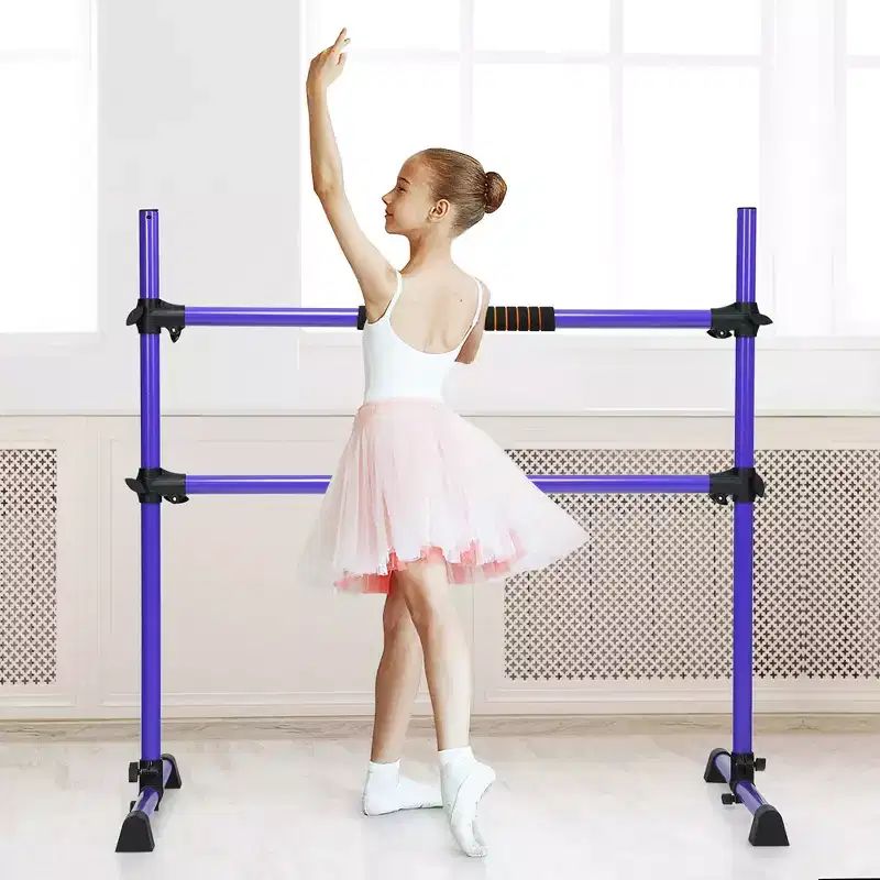 Costway 4ft Portable Ballet Barre Freestanding Adjustable Double Dance Bar Purple
