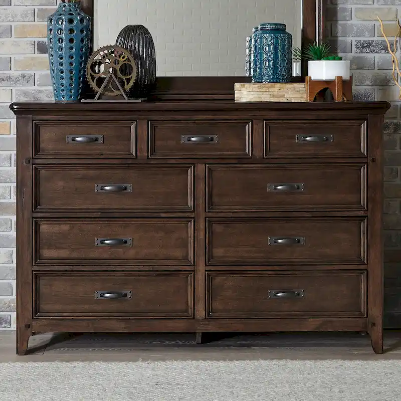 Copper Grove Saddlebrook Tobacco Dresser & Mirror