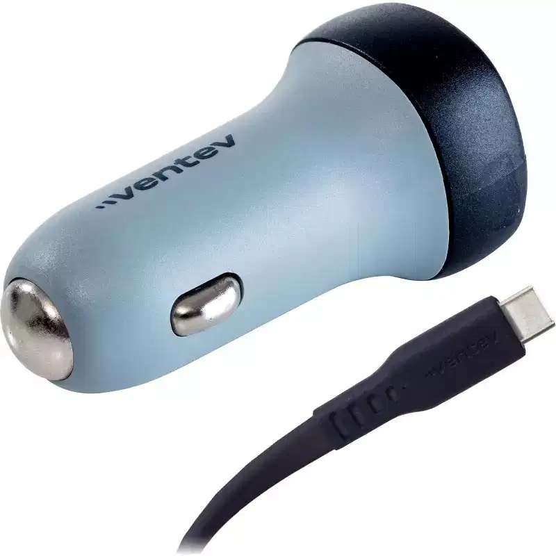 Ventev 30W Ultrafast Usb-C Universal Car Charger And Usb-C To Usb-C Cable White