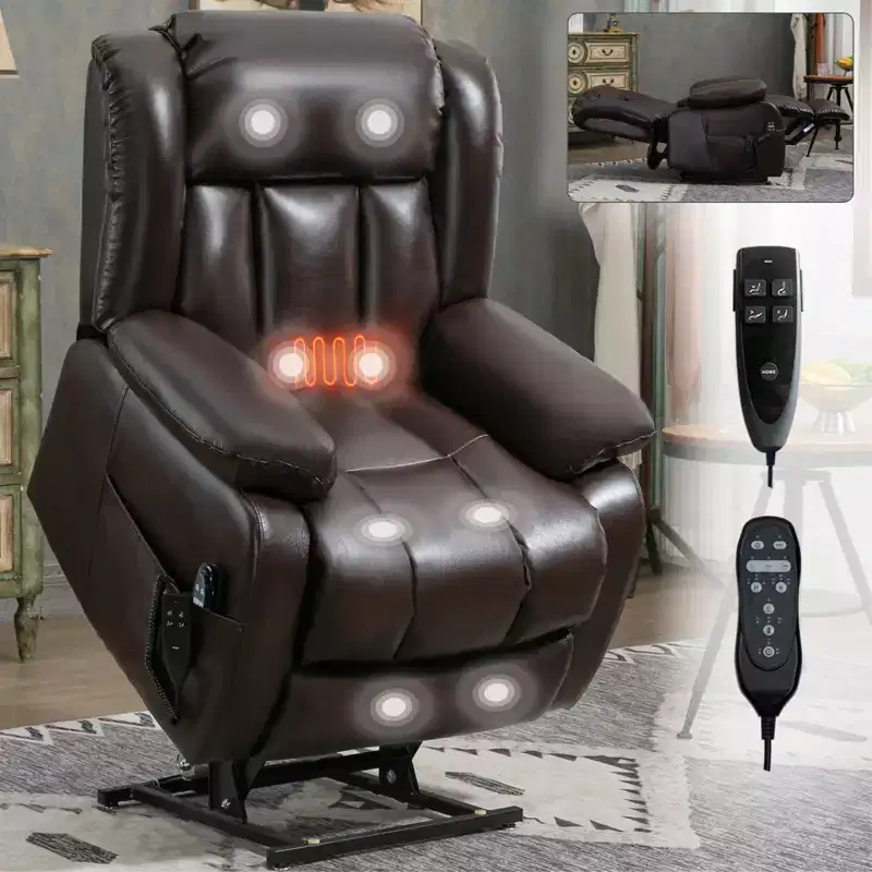 Dual Motor Infinite Position Electric Medium Size Power Lift Recliner Chair with 8-Point Vibration Massage and Lumbar Heating