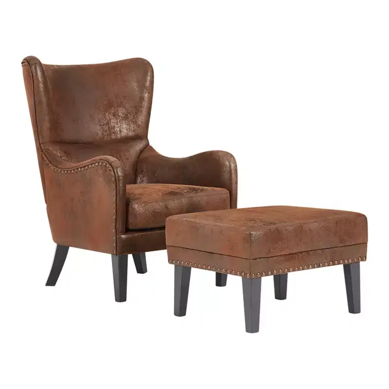 Christopher Knight Home Morgan Vintage High Back Design Distressed Lounge Chair with Ottoman