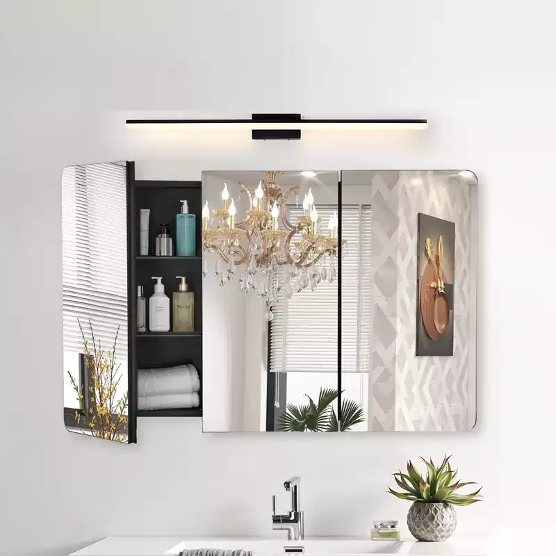 VEVOR Medicine Cabinet, 25.5 x 40 inch, Medicine Cabinet for Bathroom with Mirror, Aluminum Frame, 4-layer Adjustable Shelves, Black