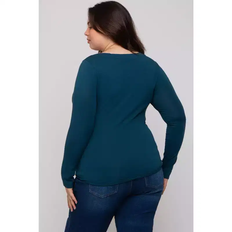 Pinkblush Dark Teal Basic Long Sleeve Plus Maternity Top