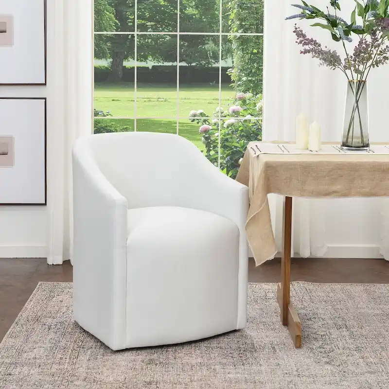 KINWELL 25 Performance Fabric Upholstered Rolling Dining Armchair