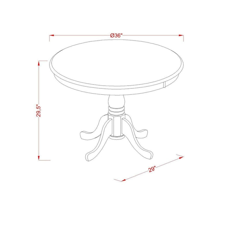 East West Furniture 5 Piece Dining Table Set- A Round Kitchen Table and 4 Dining Chairs, Black & Cherry (Seat Options)