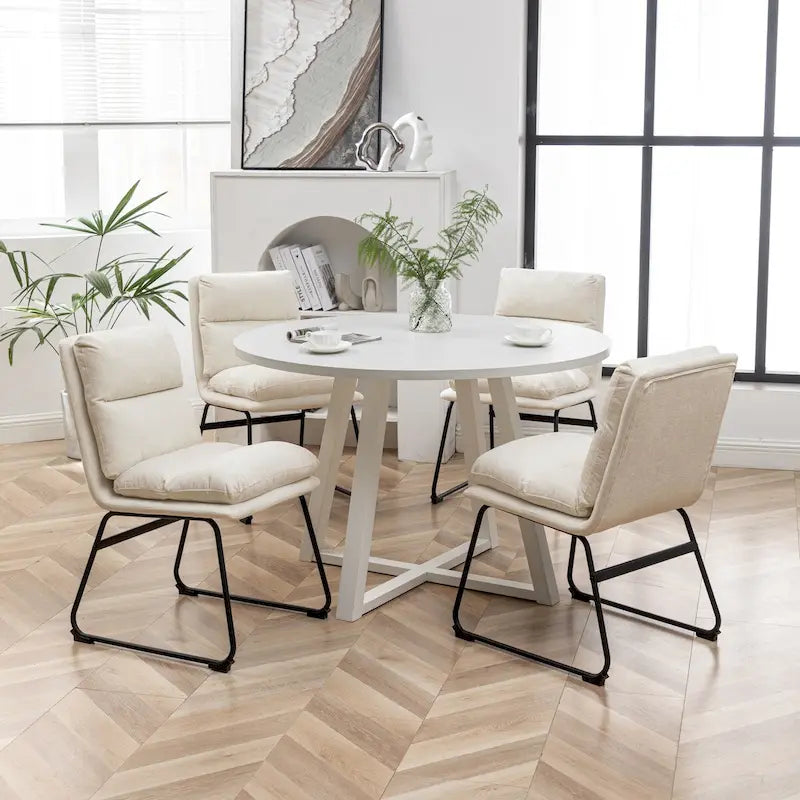 Roundhill Innes 5-Piece Round Dining Set, Trestle Table with 4 Chairs