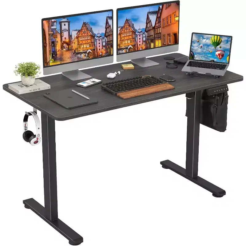 PexFix 48 x 24 Electric Standing Desk Walnut Desktop Height Adjustable Computer Desk Stand up Home Office Desk with Splice Board