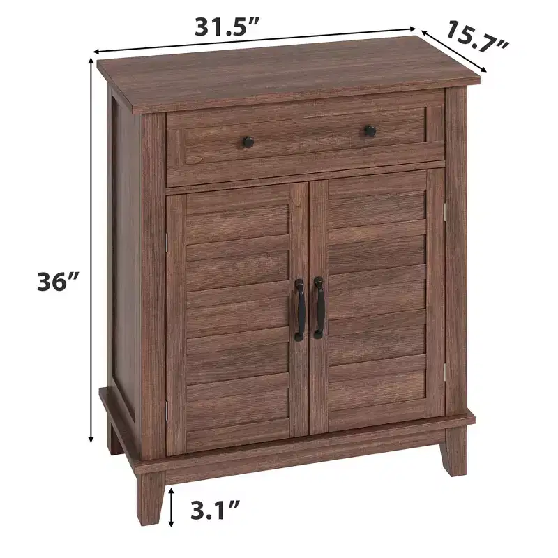 GustoWave Farmhouse Storage Cabine 3-Tiers Adjustable Shelf with 7 Gears, Rustic Kitchen & Dining Room Organizer, Multi-Functional Entryway Cabinet