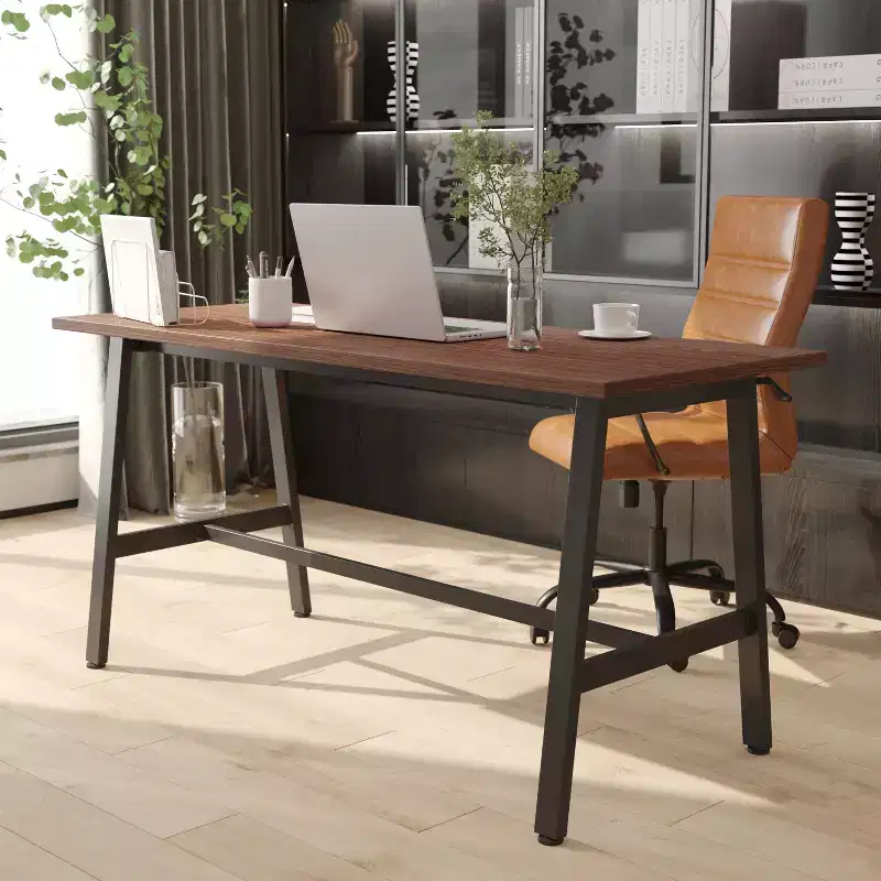 Emma and Oliver 60x24 Dining or Gaming Table with Double Sided Laminate Table Top and Heavy Duty A-Frame Steel Base