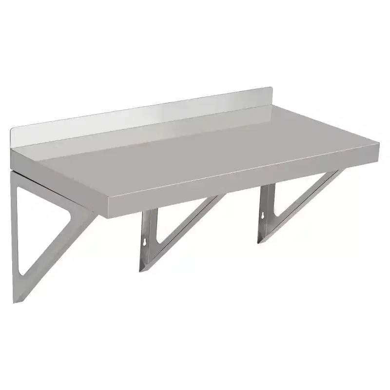 GustoWave Stainless Steel Shelf, Heavy Duty Wall Shelf with Backsplash & Brackets for Kitchens, Restaurants, Bars, Silver