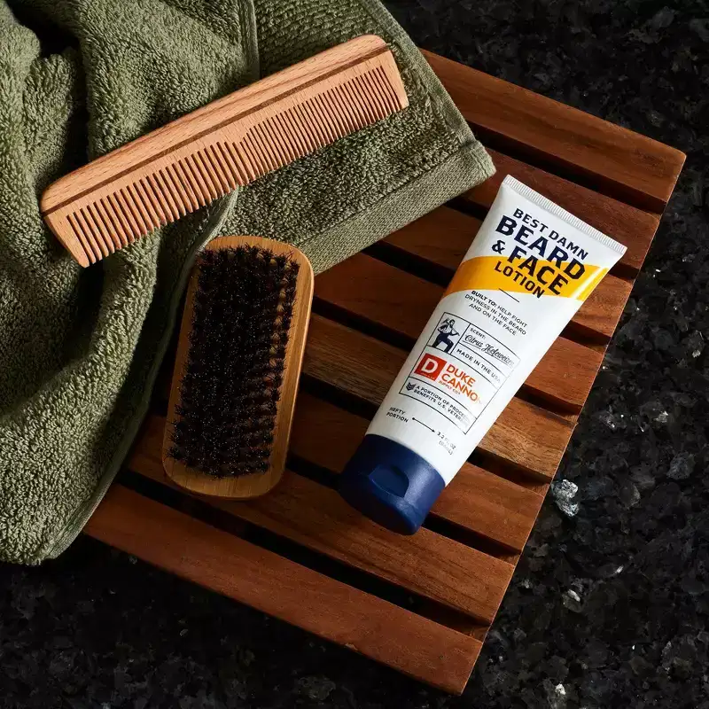 Duke Cannon Supply Co. Best Beard & Face Lotion - 3 fl oz: Moisturizing, Contains Vitamin E, Paraben-Free, Citrus Scent
