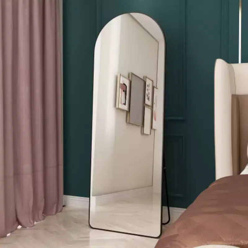 Floor-Mounted Full-Length Mirrors, Aluminum Alloy Arched Frame for Bathroom, Bedroom, Porch, Clothing Store