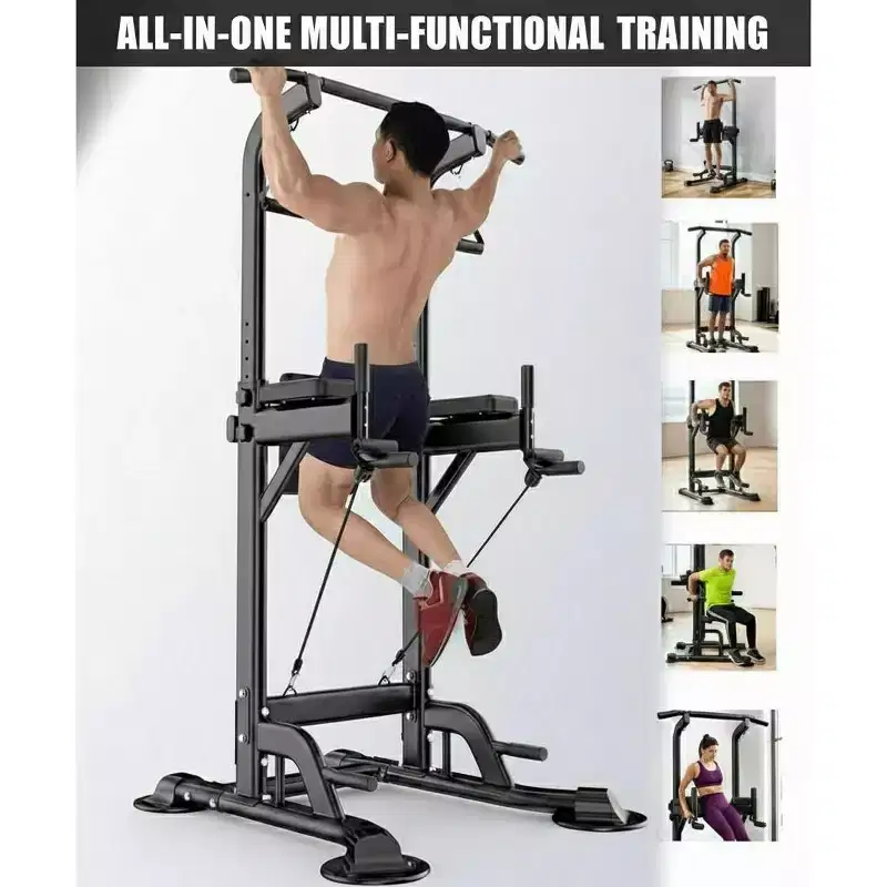 450 LBS Multifunctional Strength Training Fitness Workout Station, Power Tower with Backrest, Adjustable Height Pull Up Bar Stand