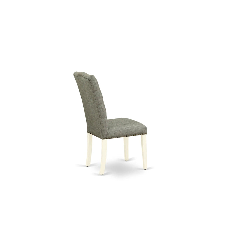 East West Furniture Dinette Set- a Dining Table and Gray Linen Fabric Parsons Chairs, Off-White(Pieces Options)