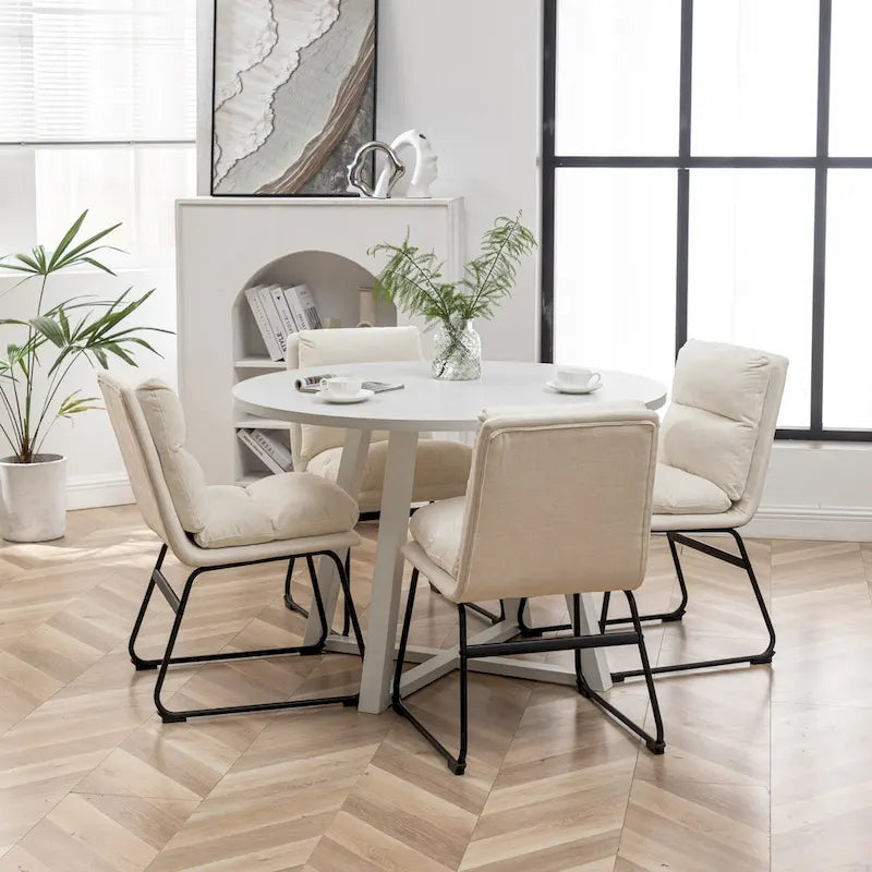 Roundhill Innes 5-Piece Round Dining Set, Trestle Table with 4 Chairs