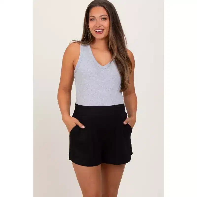 Pinkblush Black Basic Rounded Hem Maternity Shorts