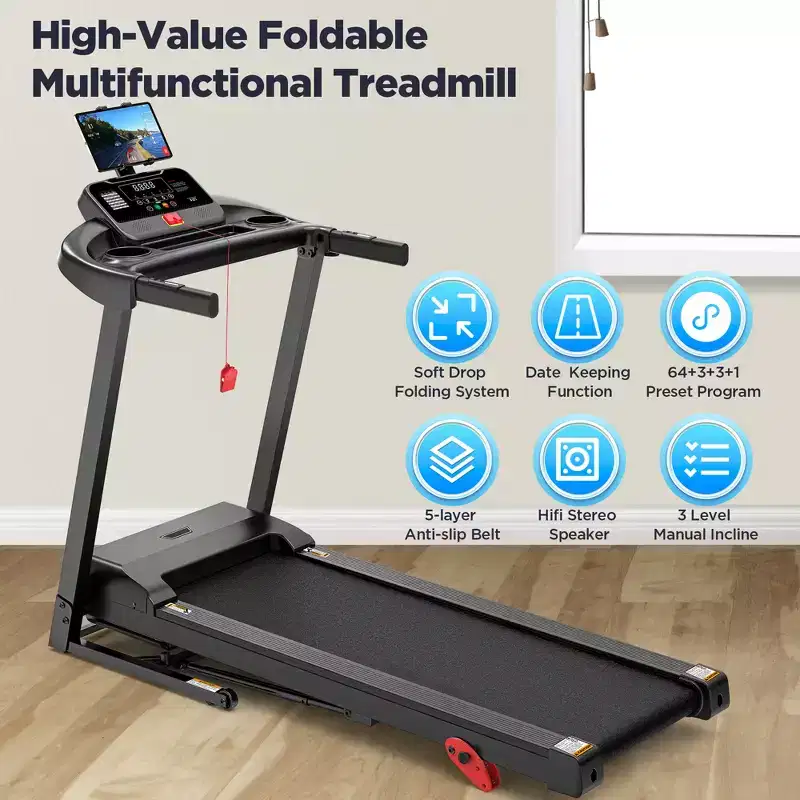 Treadmill on Sale,Treadmills Clearance, Running Treadmills for Home, Wide Folding Treadmill with Handle Bars, Speaker, 300 lb Weight Capacity