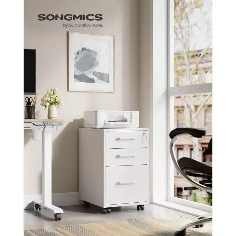 Pre-Assembled File Cabinet with Lock, Office Storage for A4/Legal/Letter Documents, 17.7x14.4x23.6 Inches