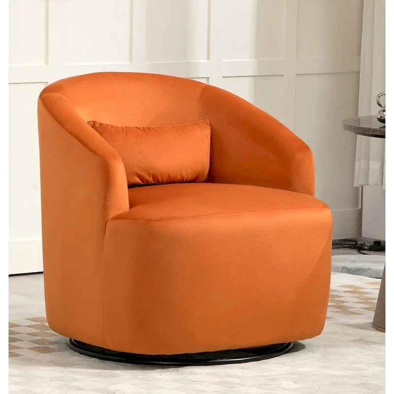 US Pride Furniture Accent Chair with Barrel-shaped Design and 360 Degree Swivel Feature