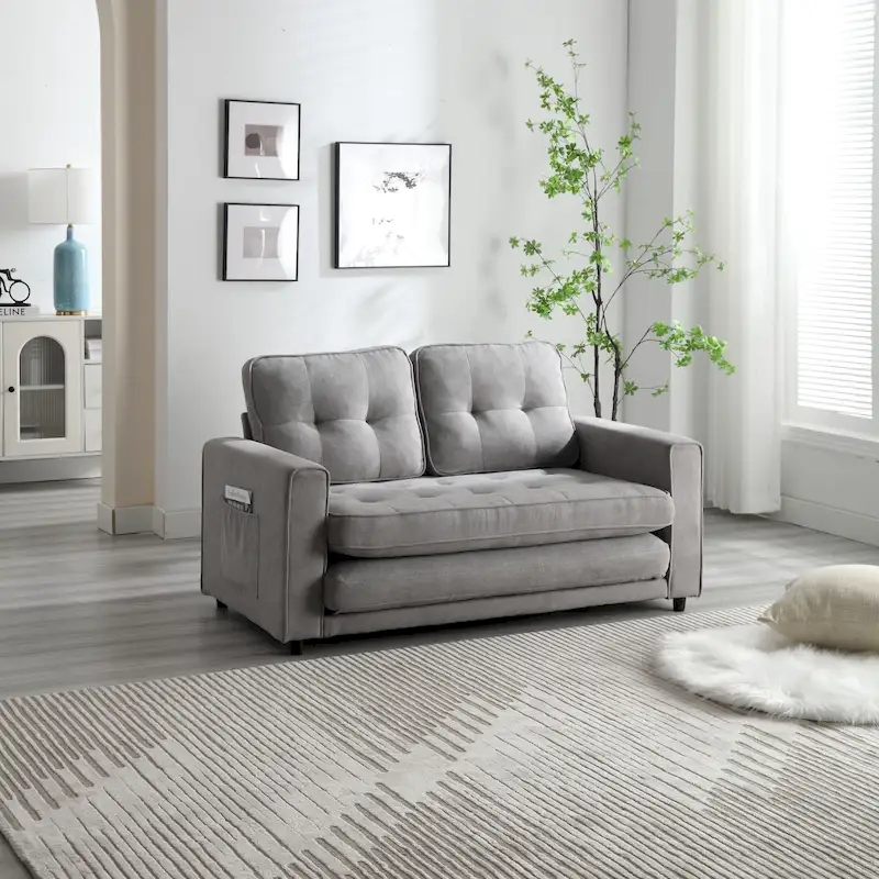 3 Fold Velvet Sofa,Convertible Sleeper Sofabed with Pull Out Couch Bed