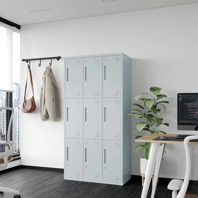 3-Tier 3-Wide Steel Storage Locker with 9 Compartments