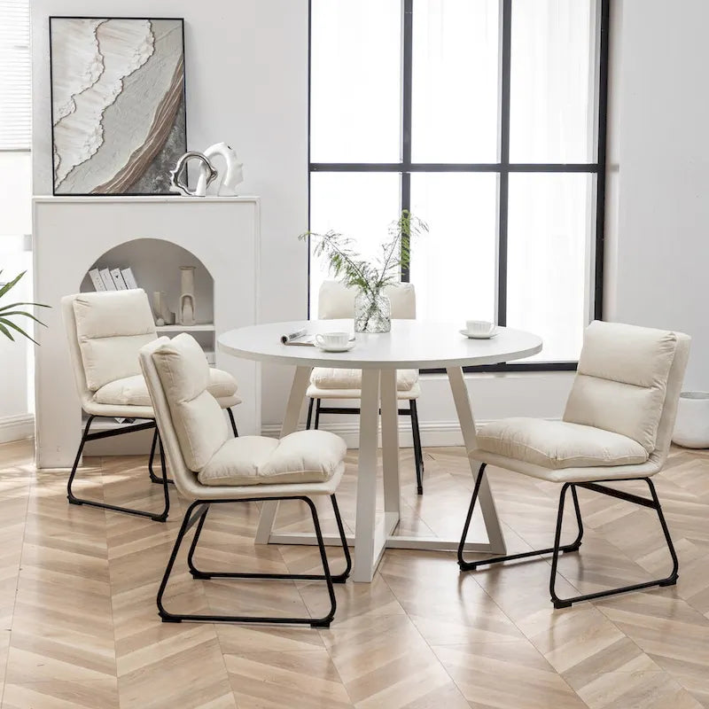 Roundhill Innes 5-Piece Round Dining Set, Trestle Table with 4 Chairs