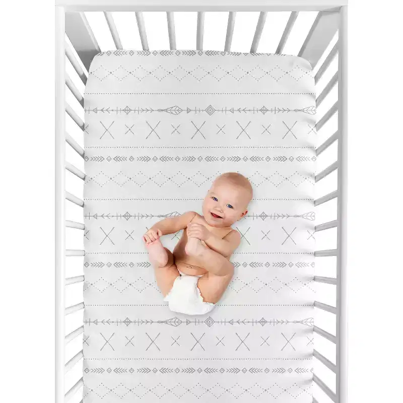Sweet Jojo Designs Gender Neutral Baby Fitted Crib Sheet Woodland Friends Grey and White
