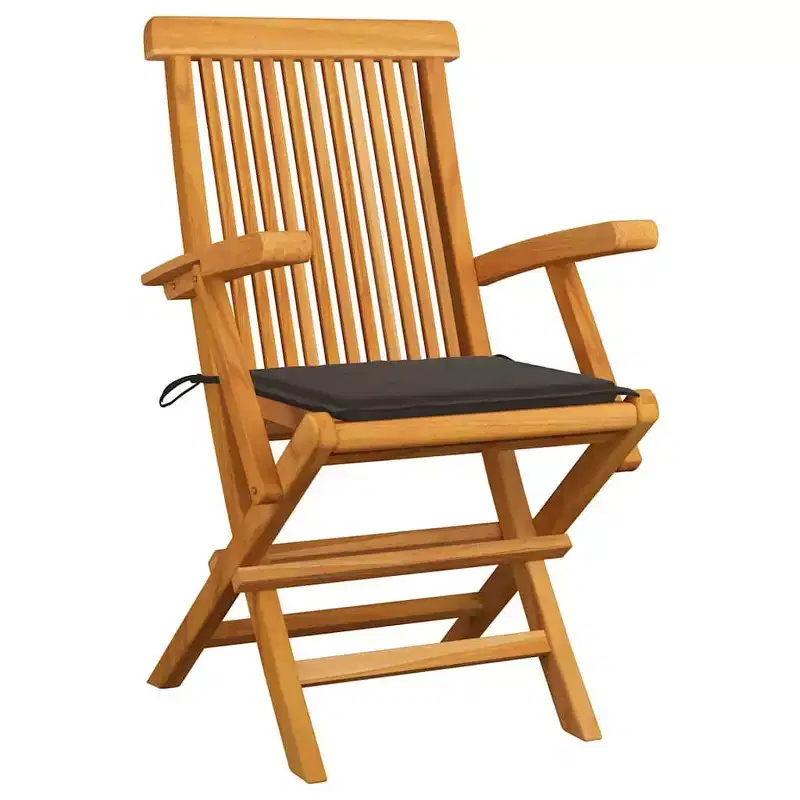 vidaXL 2X Solid Acacia Wood Patio Chairs with Taupe Cushions - Foldable Garden, Terrace and Patio Seating