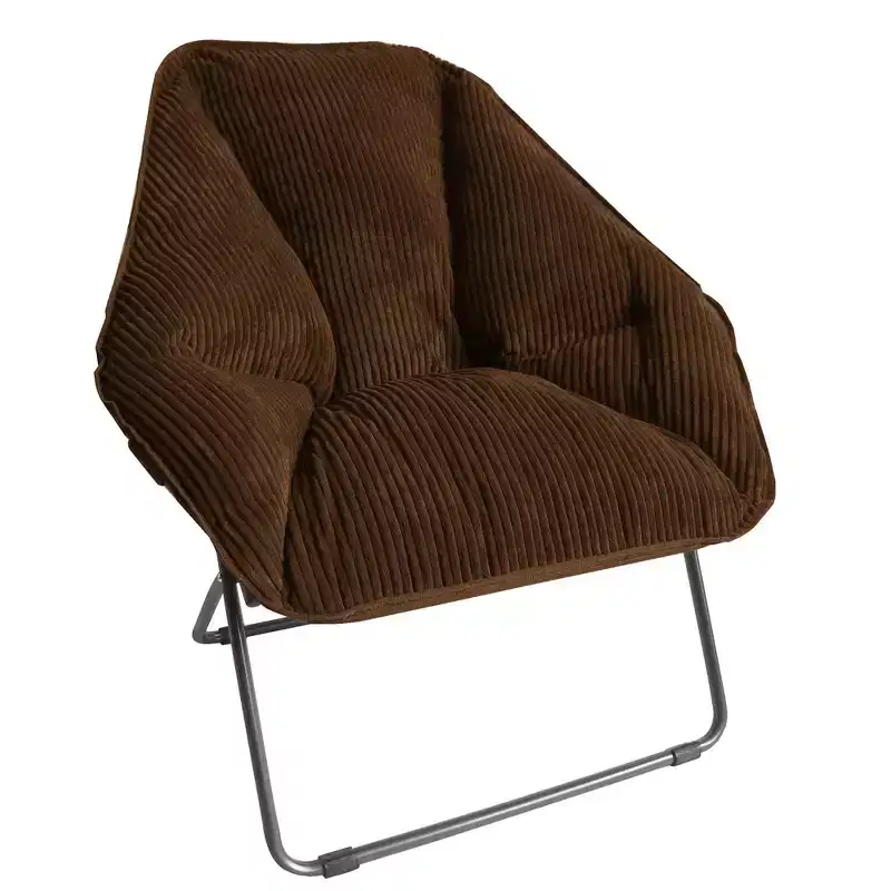 Hexagon Folding Dish Chair with Wide Corduroy Cushion & Steel Frame, 32
