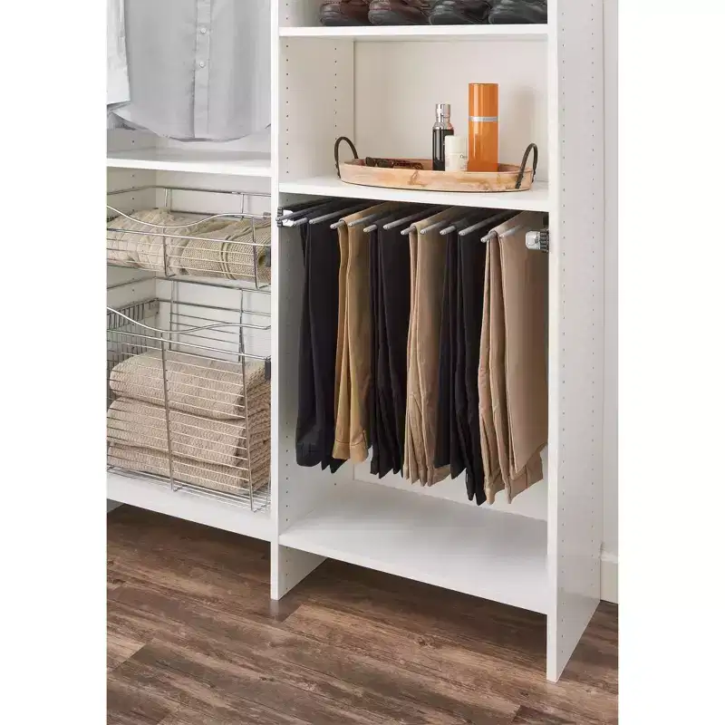 Rev-A-Shelf 24 Pull Out Wire Frame for 9 Pairs of Trouser Pant Rack for Space Saving Home Closet Storage Organization, Chrome, PSC-2414CR