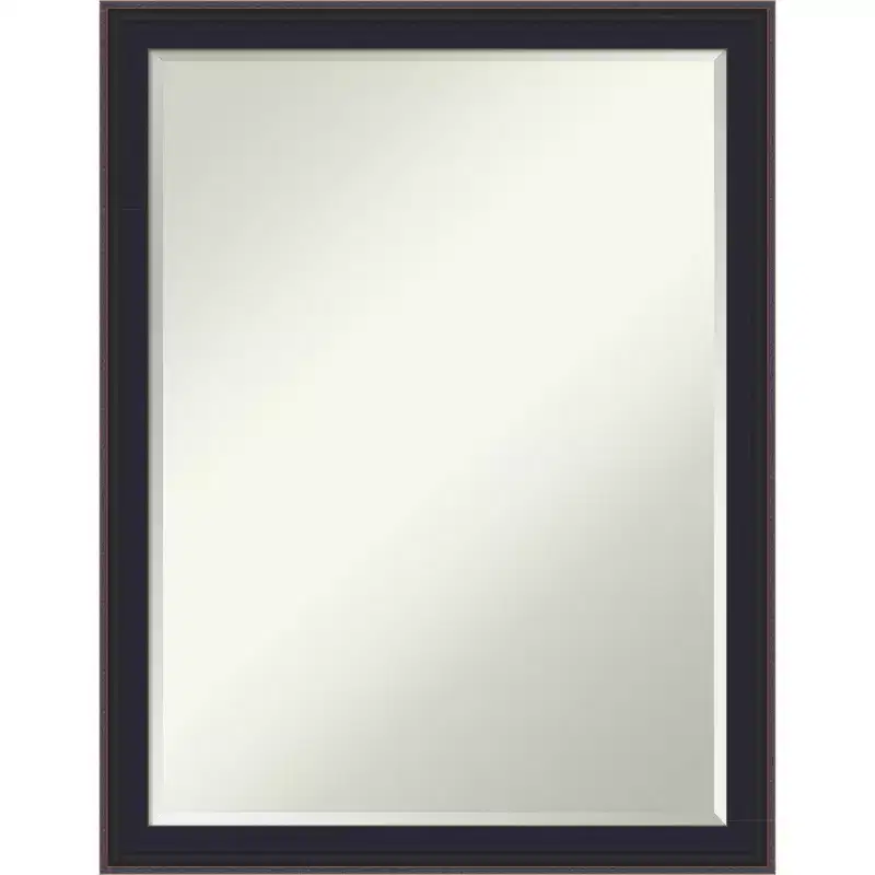 Amanti Art Havana Black Bronze Petite Bevel Bathroom Wall Mirror 26.5 x 20.5 in.