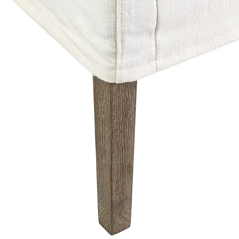 Cream Linen & Oak Wood Arm Chair by