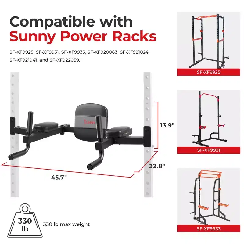 Sunny Health & Fitness Captains Chair Multi-Function Dip Station Power Cage Attachment