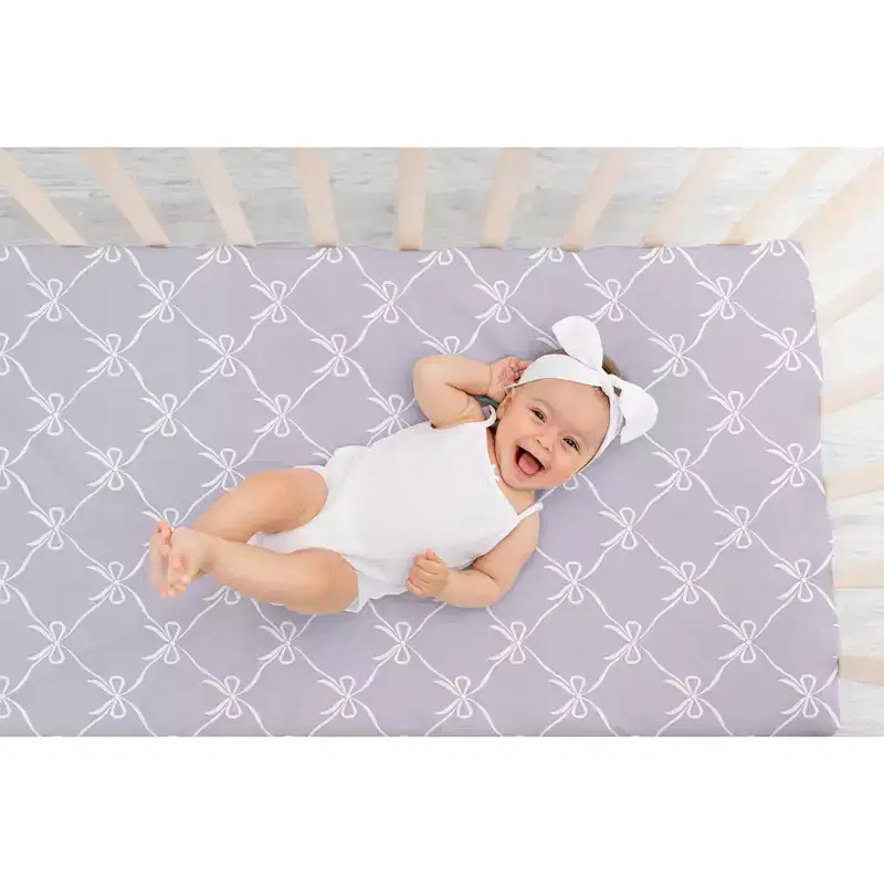 Sweet Jojo Designs Girls Baby Fitted Crib Sheet Ballerina and Ballet Bows Purple and White