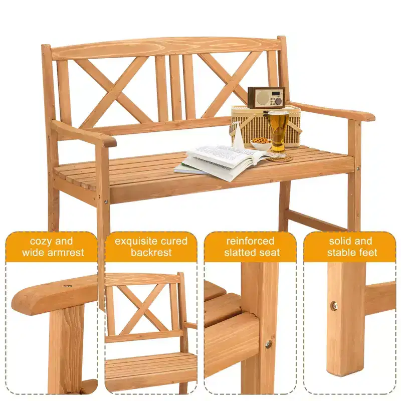 Karl Home | 46 in. Fir Wood Outdoor Bench