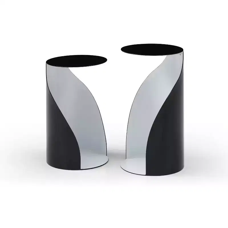 45 in.H Black Round Metal End Table