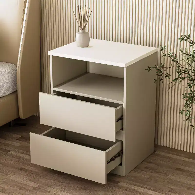 ATJafurn Gray Cabinet Freestanding Storage Cabinet, Floor Cabinet Nightstands With 2 Drawers For Living Room, Bed Room