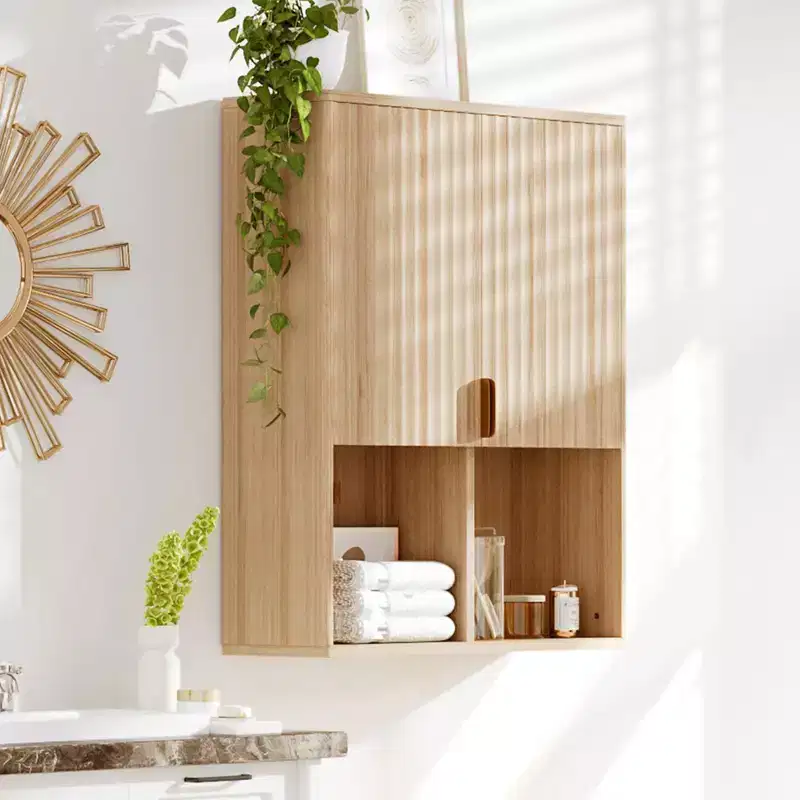 Fluted Bathroom Wall Cabinet 23x29, Over Toilet Storage with Adjustable Shelf & Buffering Hinges