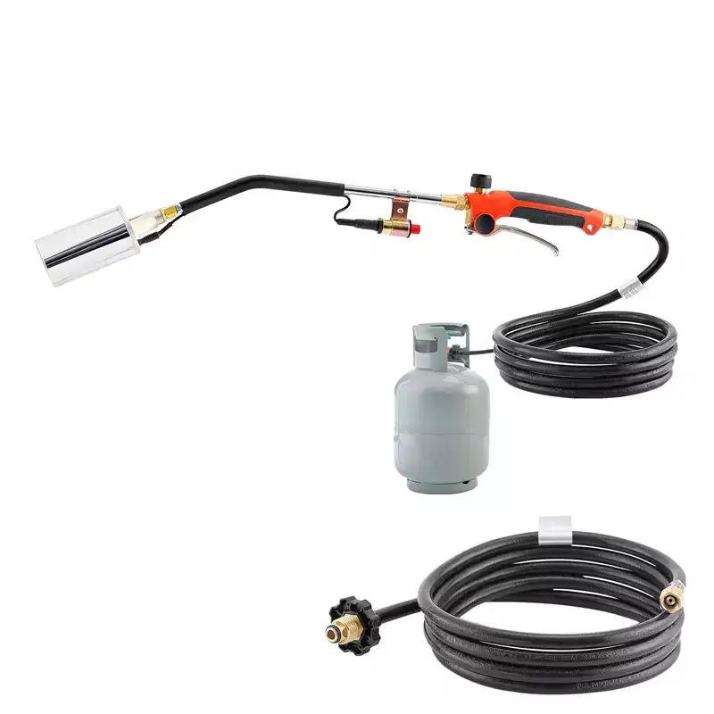 VEVOR Propane Torch Weed Burner, High Output 1,800,000 BTU with 10 ft Hose, Heavy Duty Blow Torch, Black&Silver
