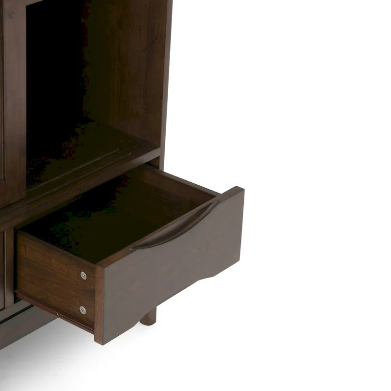 48-Inch Wide Mid-Century Modern Storage Cabinet with Sliding Doors and Drawers