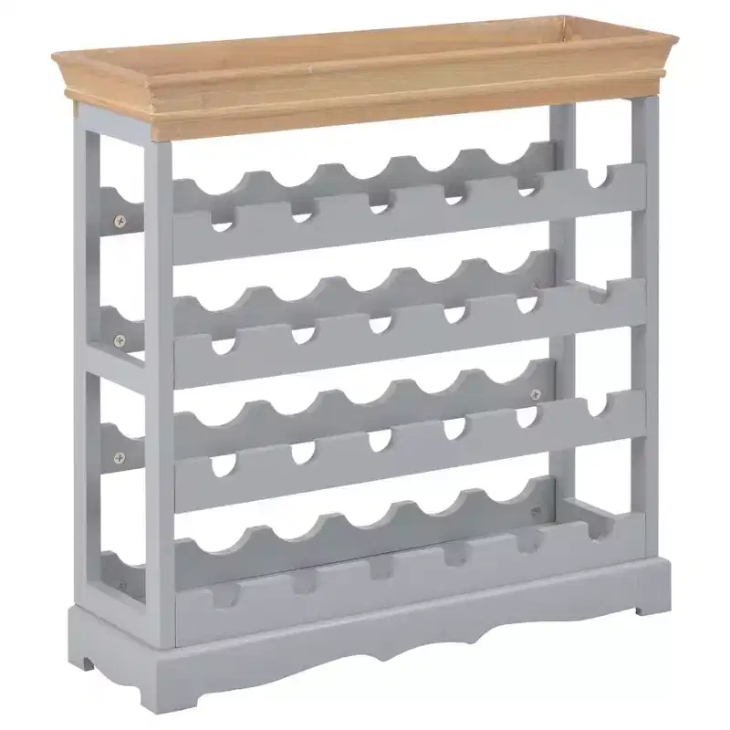 Wine Rack with Top Tray, Floor Wine Cabinet Organizer — Engineered Wood