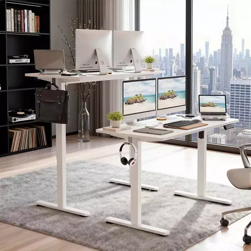 48x24 White Electric Standing Desk - Splice Board, Electric Height Adjustment