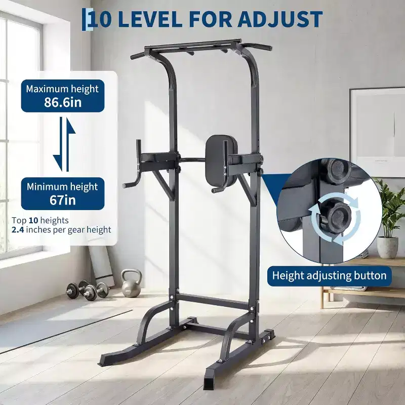 Adjustable Power Tower, Pull Up & Dip Station, 880LB Capacity for Full Body Home Gym Workout.