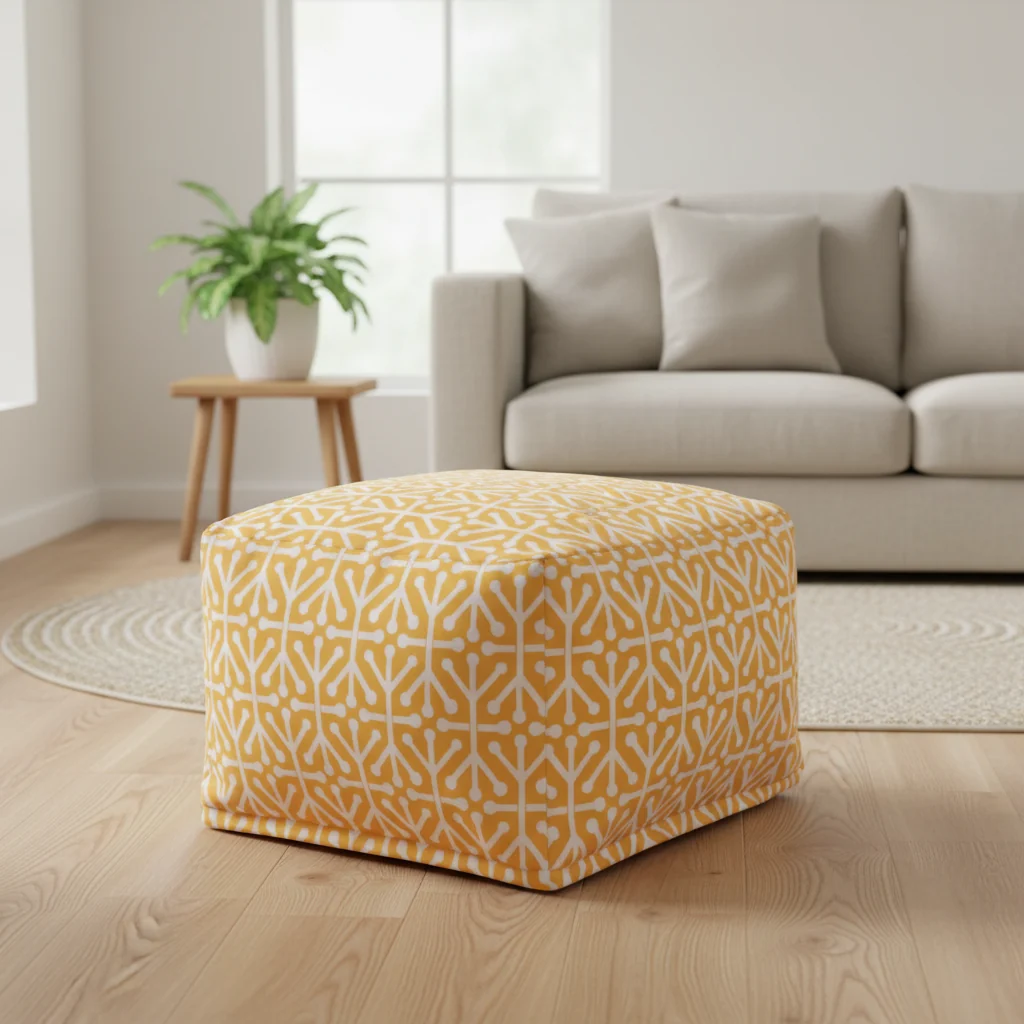 Ottoman Pouf, Rectangle Footrest and Extra Seating, Aruba Pattern